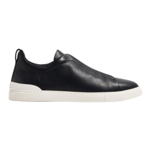 Zegna Navy Blue Deerskin Triple Stitch
