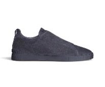 Zegna BLUE SUEDE TRIPLE STITCH SNEAKER