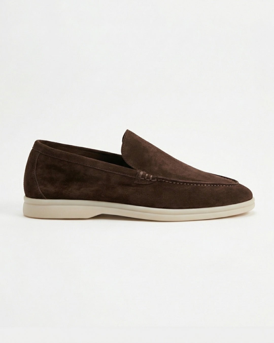 Loro Piana Summer Walk Suede Loafers in a rich brown