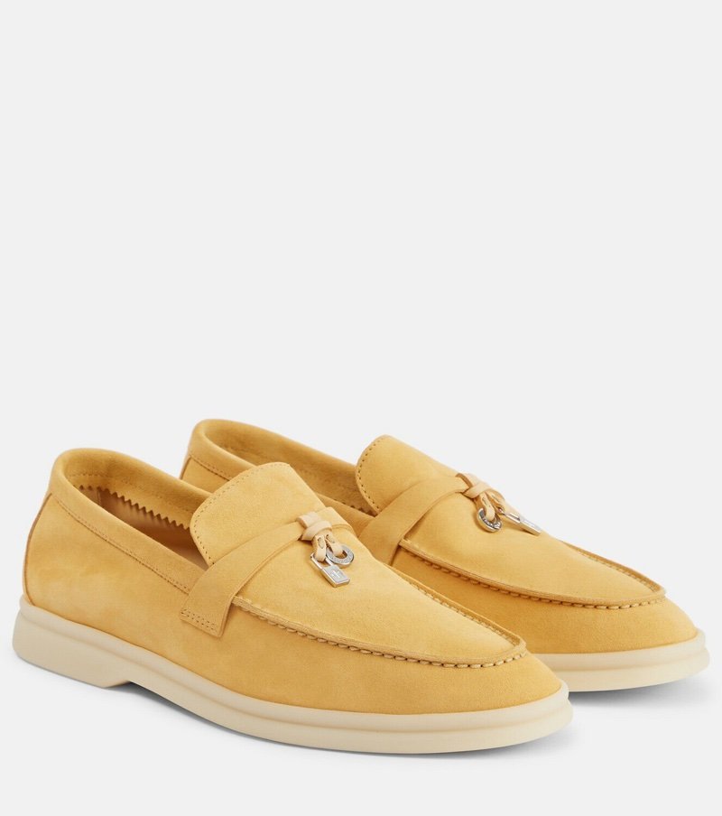 Loro Piana yellow Summer Charm Walk suede loafers